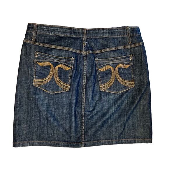 L.A. Blues Dark Wash Embroidered Denim Blue Jean Skirt sz 16‎ - Picture 3 of 9